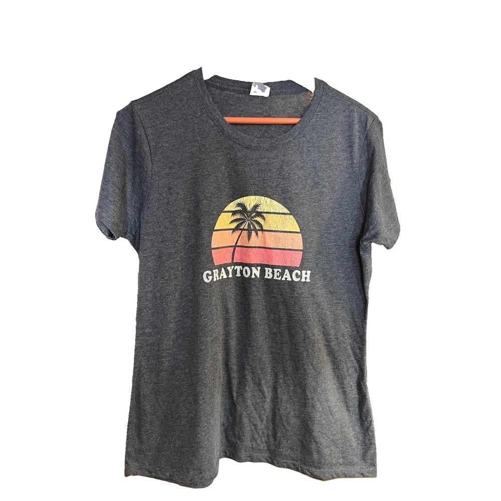 Port & Company Ladies L Grayton Beach Sunset Graphic Tee Ring Spun Cotton Blend